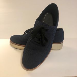 Zara loafers - navy blue fabric.